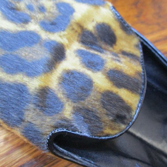 Nine West Black & Gold Leopard Print Loafers Size 7M Ballet Flats Moto Boho Edgy - Picture 16 of 16